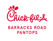ChickFilA Barracks Logo_2026 Chick-fil-A logo in red script with a chicken silhouette, and the words BARRACKS ROAD and PANTOPS in uppercase red letters below.