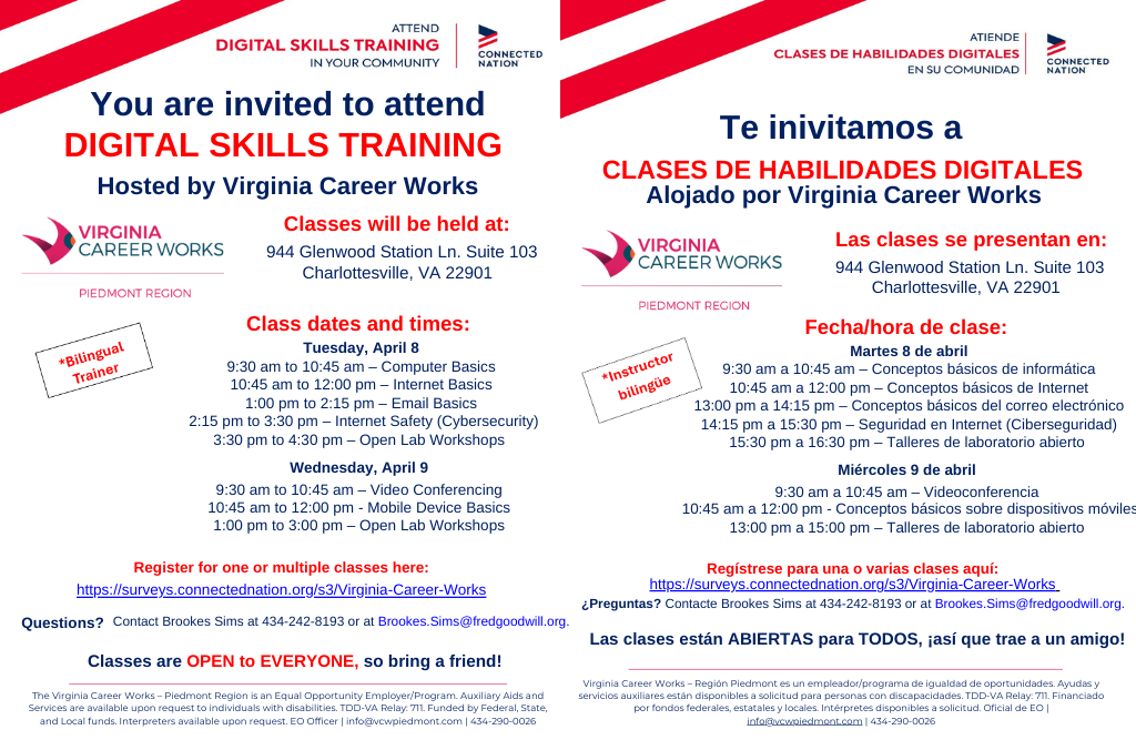 Digital Skills Training / Clases de habilidades digitales (Bilingual ...
