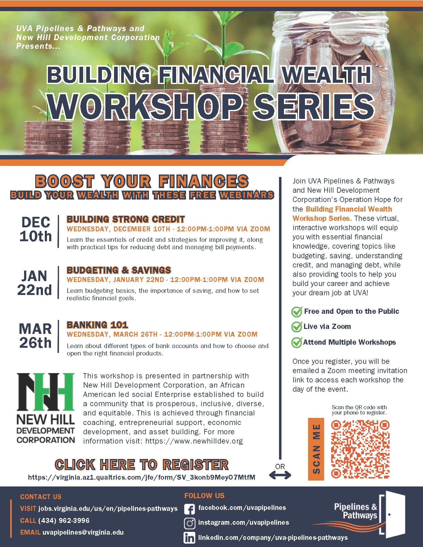 Building Financial Health Virtual Workshop Series flyer. Text is duplicated in post.